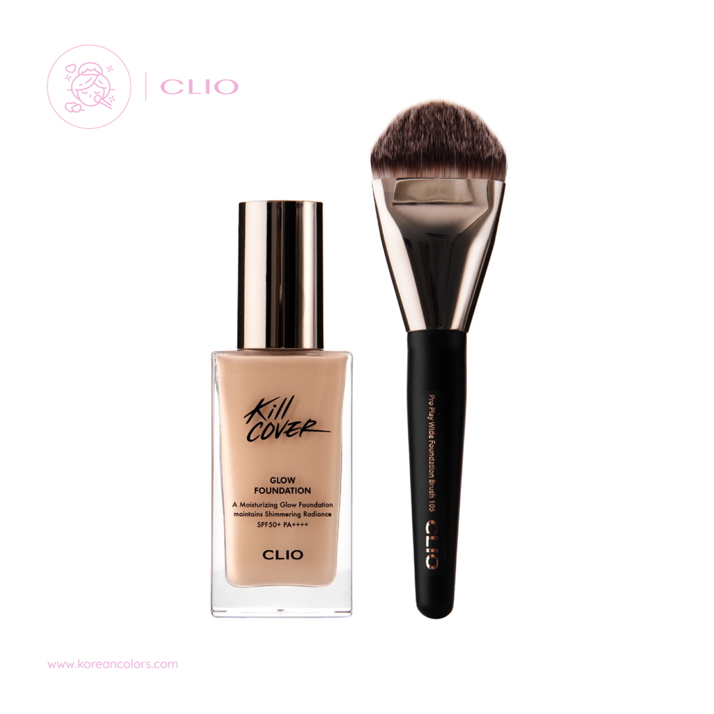 CLIO Kill Cover Glow Foundation SPF50 brocha brush makeup maquillaje coreano base