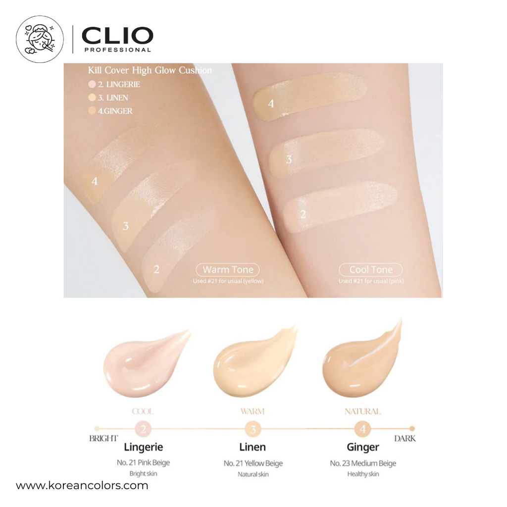 CLIO Kill Cover High Glow Cushion Color Chart